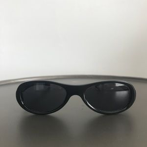 PRADA Blk futuristic tiny oval cateye sunglasses S
